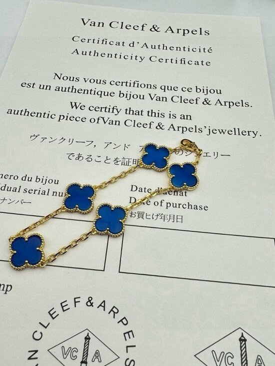 Van Cleef & Arpels Alhambra Bracelet • Gold Blue Agate - Picture 9 of 11
